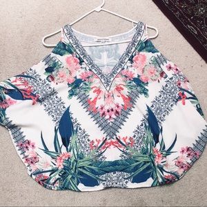 Floral sleeve cut out top